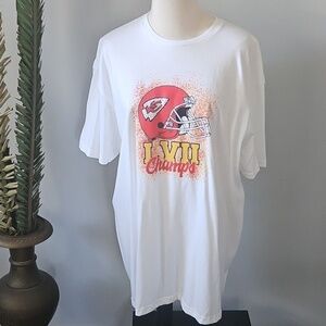 Gildan Lightweight White Tee with Red and Yellow KC Chiefs Graphics